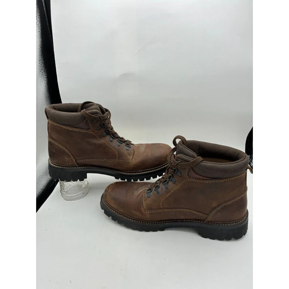 Timberland Men's Brown Leather Hiking Work Boots Size 10M Lace Up Rugged